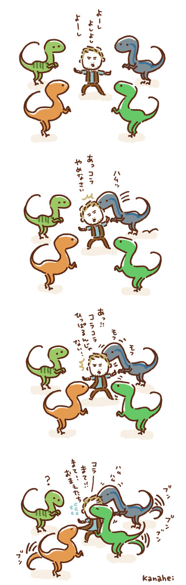 ラプトルたちとオーウェンさん