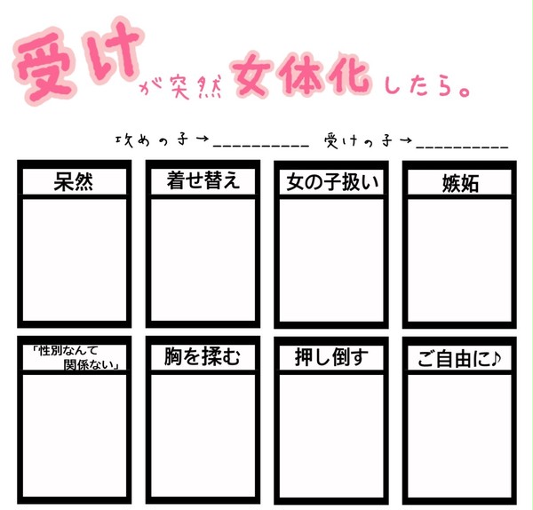【腐向けイメレス】受け・攻めが突然女体化したら