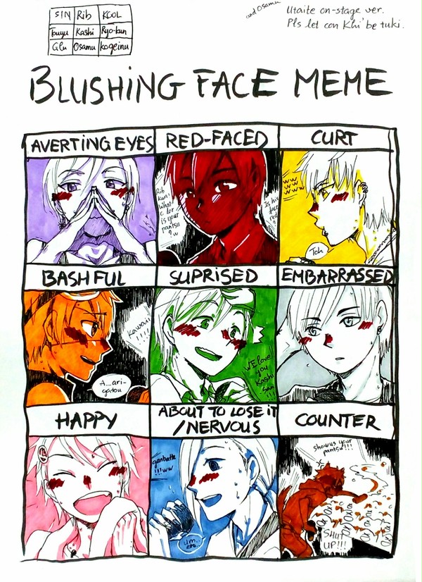 Utaite blushing face meme