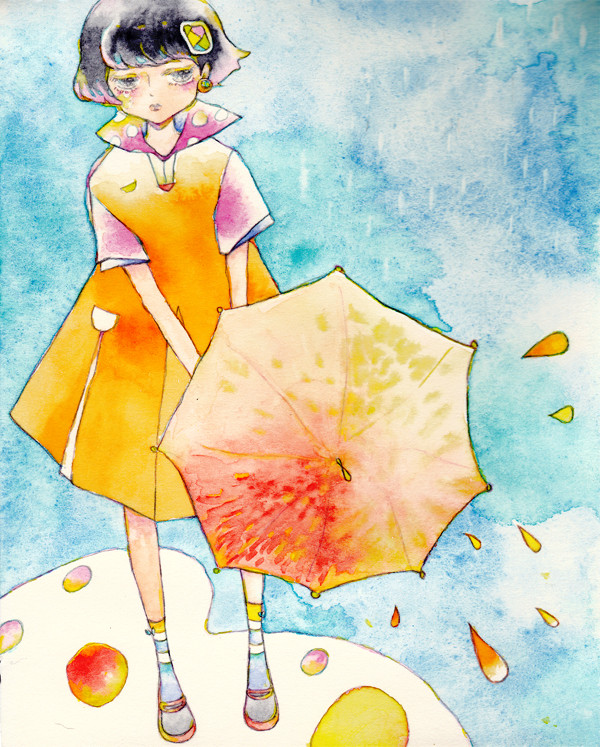 雨と傘と女の子