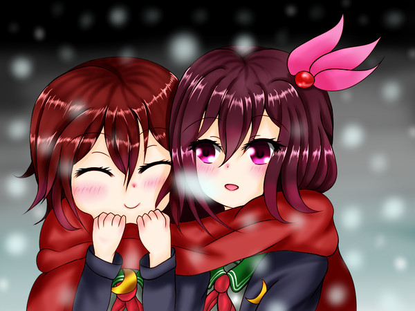 如月×睦月　二人マフラー