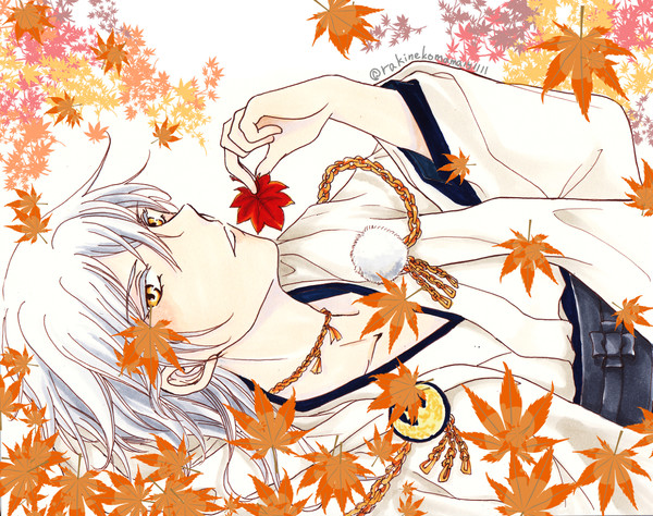 紅葉と鶴丸