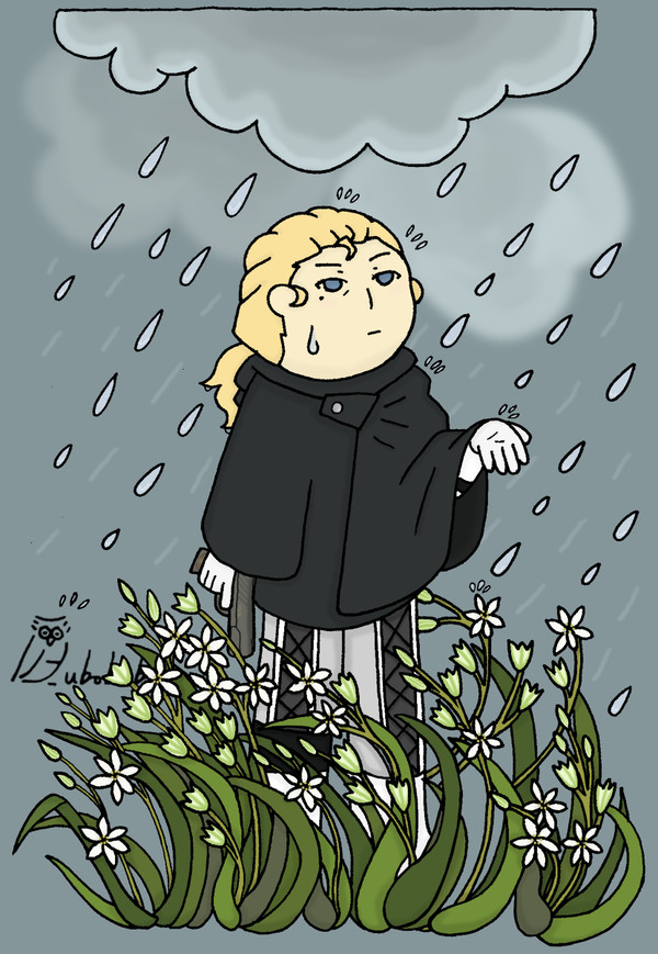 雨の中