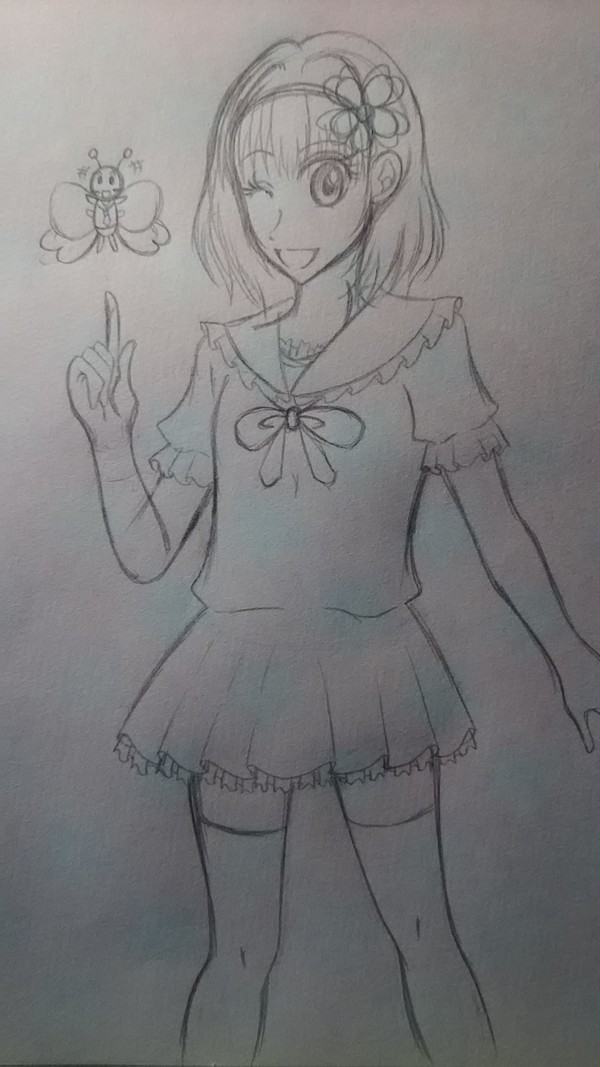 女の子とちょうちょくん