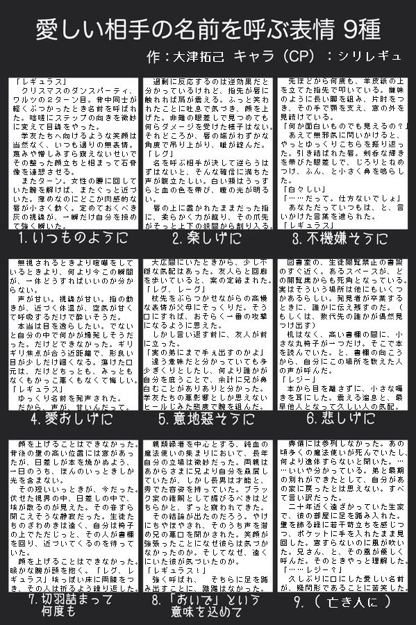 シリレギュ(文章)で名前呼び表情お題