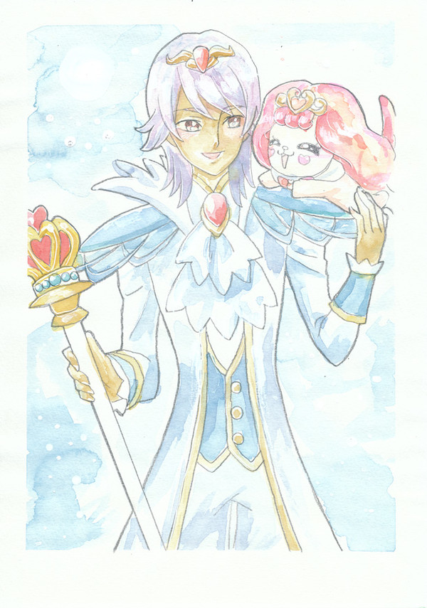 セイカのぬりえ　プリンセスプリキュア　カナタ王子とパフ