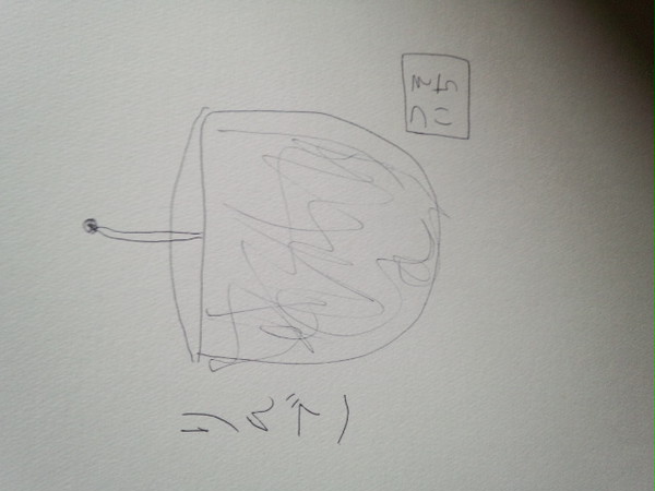 初投稿:黒ボールペンで描いたりんごの絵