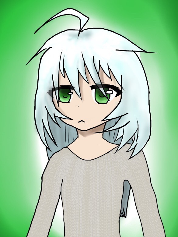 白髪女の子のセーター姿