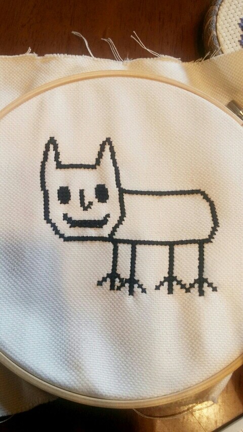 クロスステッチで猫好好ちゃん^._.^