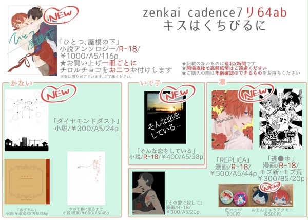 全ケイ7 お品書き