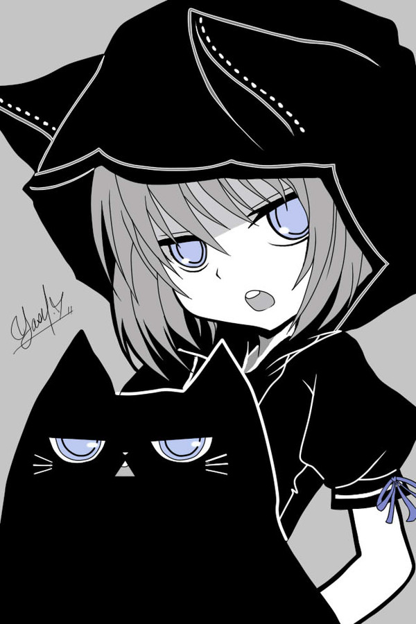 猫耳フードの女の子