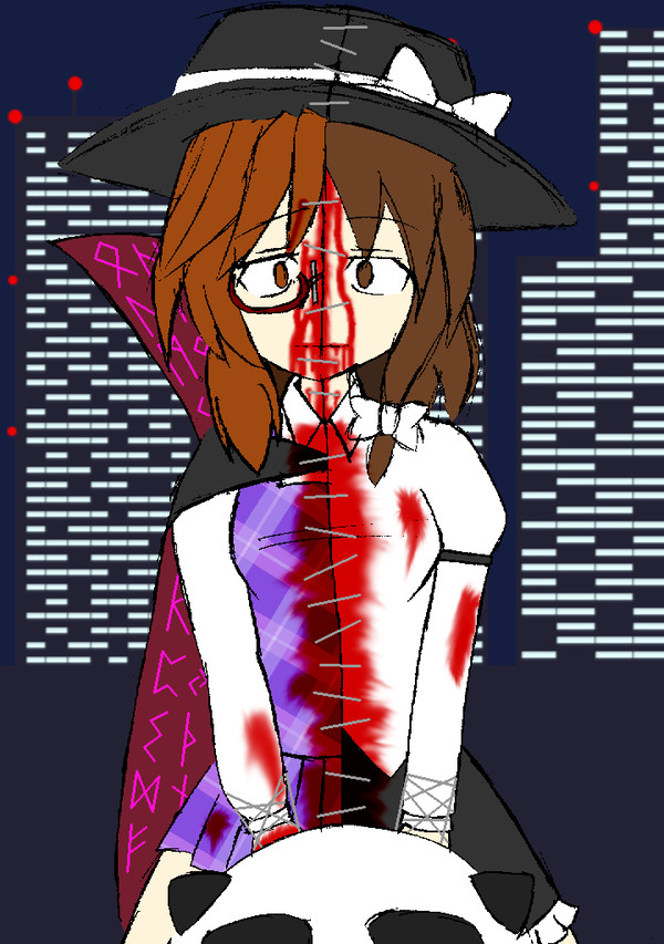 蓮子ちゃんと菫子ちゃんが合体してる絵を描いたよー