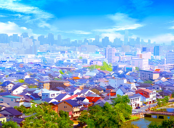 背景素材　街・俯瞰
