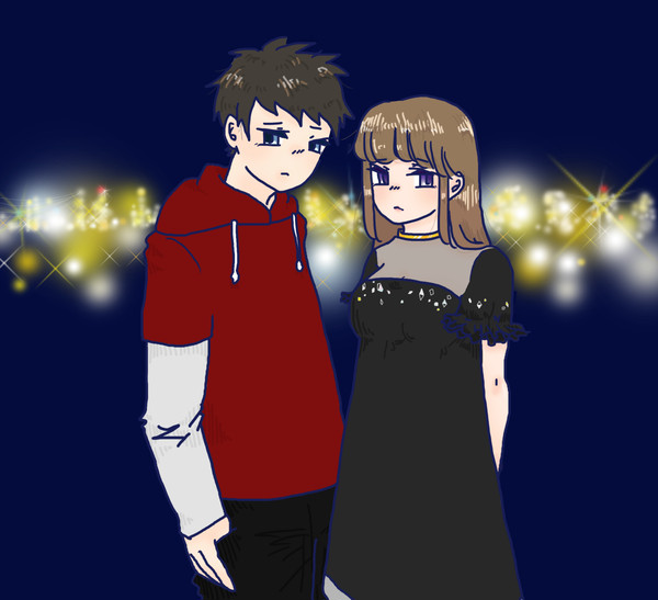 夜景と二人