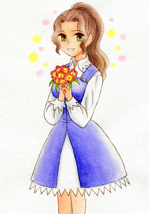花束を持つ娘