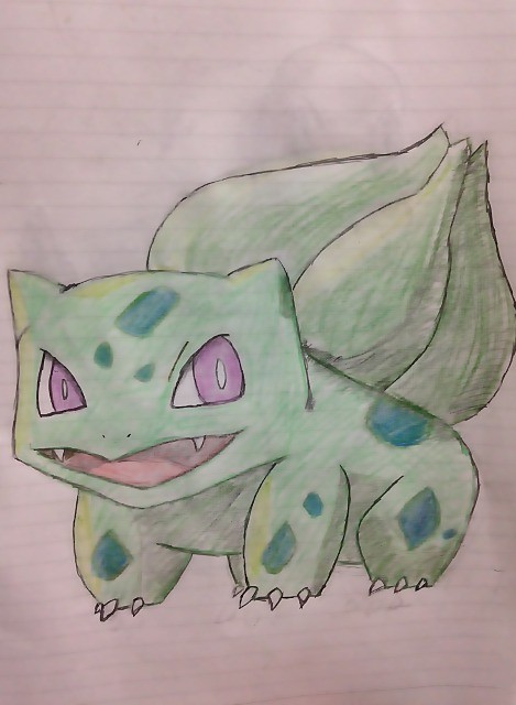 ポケモン手描き練習13 色塗りフシギダネ