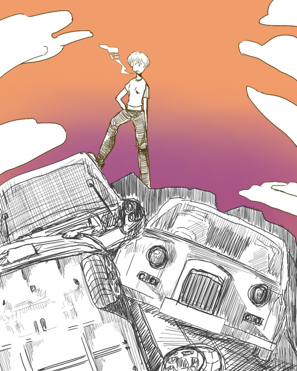『廃車置き場にて』