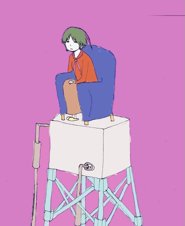 貯水槽に上り