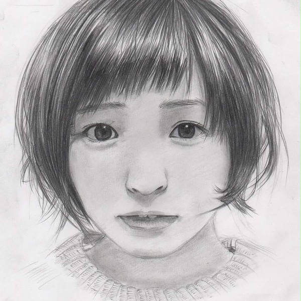 岡本玲 似顔絵 鉛筆画