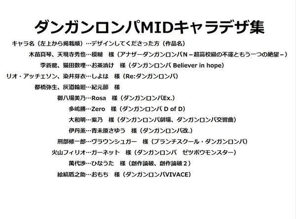 ダンガンロンパMIDキャラデザ集