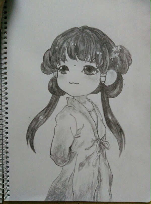 临摹一张萌萌哒汉服褙子_(:з」∠)_