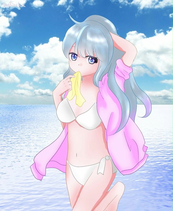 水着ポニテ女子
