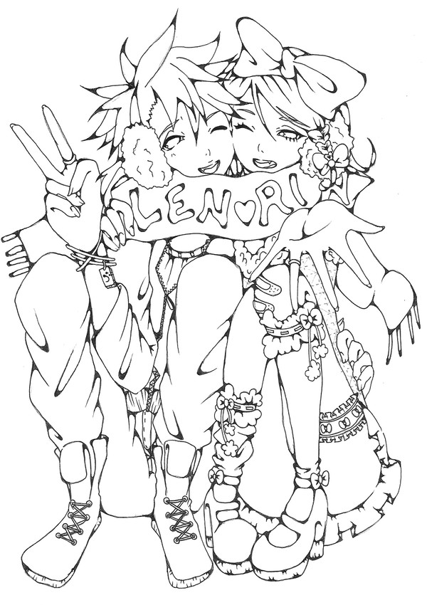 鏡音リンレン線画01(姉ver)