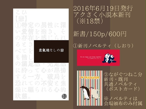 【ながぐつねこ頒布分】アクさく小説本新刊・既刊・グッズ案内