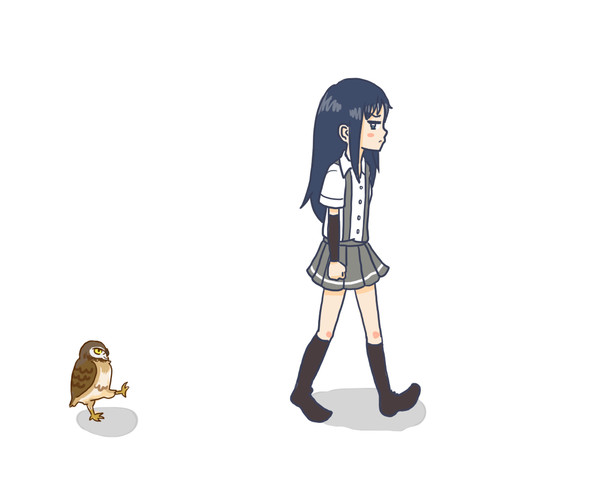 アナホリフクロウに懐かれる朝潮ちゃん
