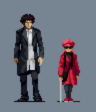 ドット絵 「霊能力者コンビ 常盤経蔵と珠緒」