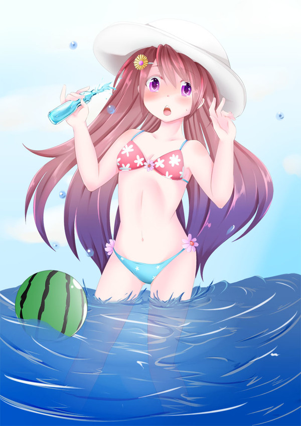 水着とラムネとスイカボール