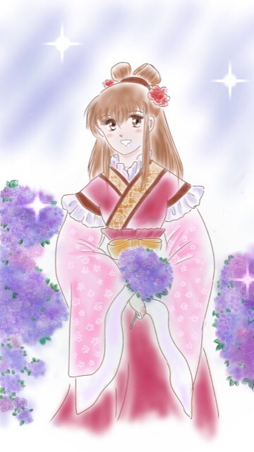 紫陽花に囲まれて