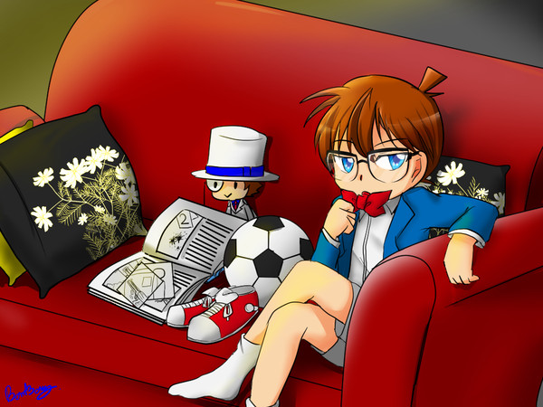 Detective Conan on Red sofa