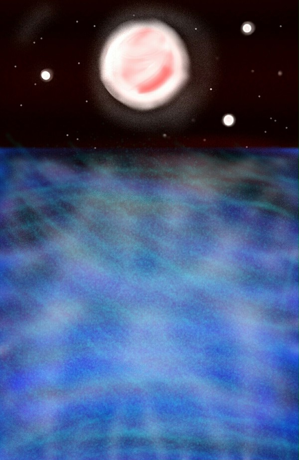 故郷の星が映る海