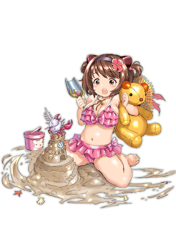 サンドキャッスル築城中水棲生物の奇襲を受ける水着ヤイア（妄想）