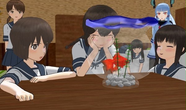 吹雪型駆逐艦ズと涼しげな金魚鉢