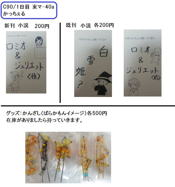 【C90】お品書き