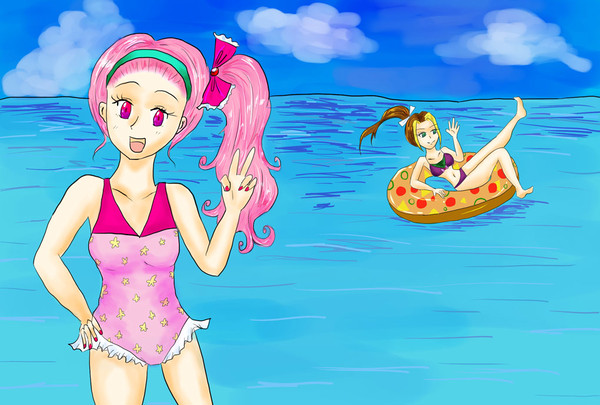 ポプリとカレンの海水浴