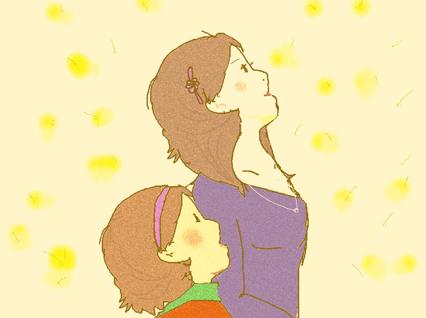 見上げると。ママとわたし。