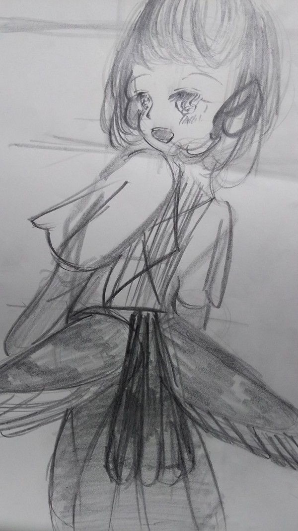 らくがき。雀。擬人化