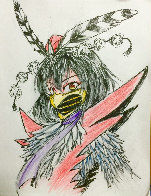 【落描き】射命丸文x変身忍者嵐【東方xマイナー特撮】