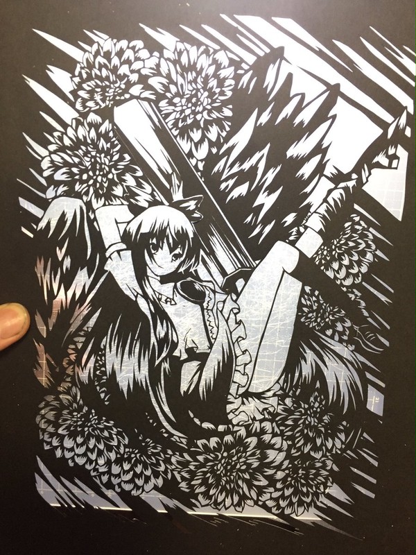 霊烏路空　切り絵