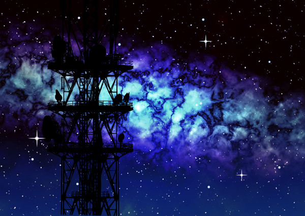 鉄塔の見える星空