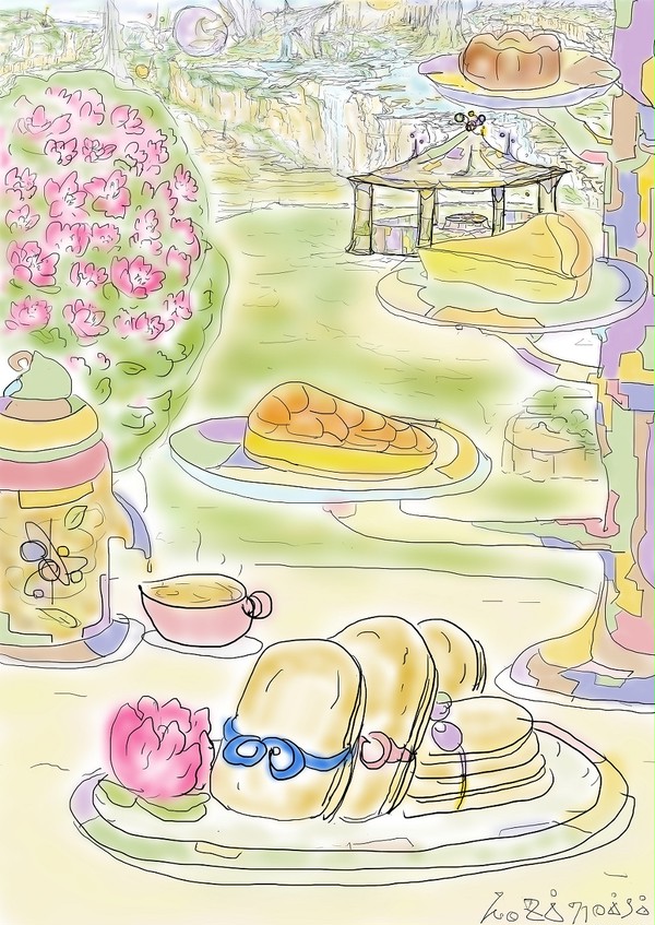 「世界物語機構」~魂ちゃんの冒険より~午後のお茶会色付き背景