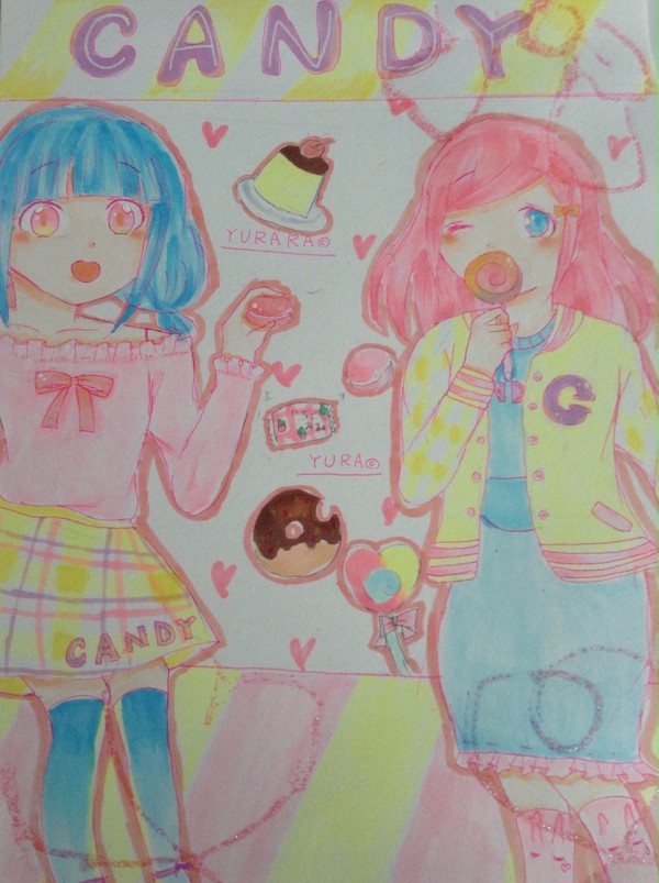 2人組 女の子を描いたよ(o^^o)
