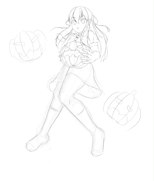 ハロウィン（過去絵リメイク）途中経過
