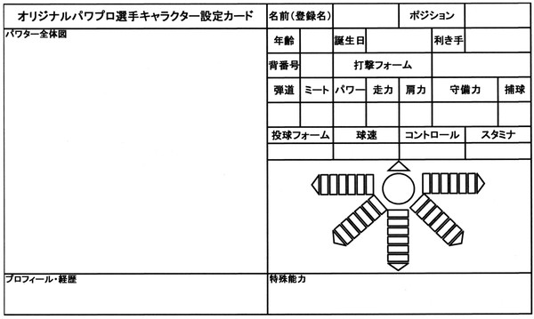 オリジナルパワプロキャラクター設定カード