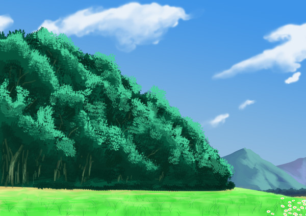 自作背景　小高い丘の上