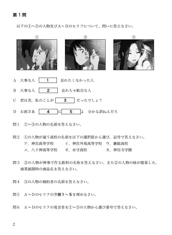 C91新刊「問題集 君の名は。準備号」