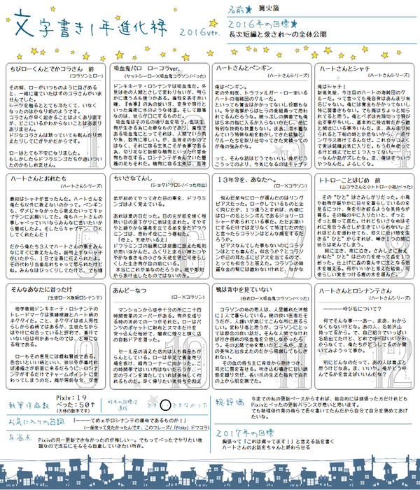 文字書き一年進化録2016年ver.